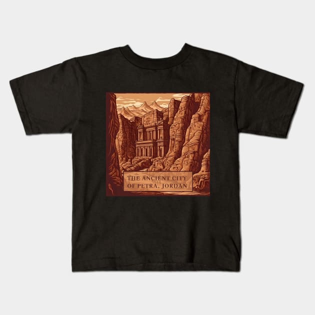 The Ancient City of Petra, Jordan illustration Kids T-Shirt by KOTYA